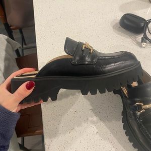 Giani Bini hold on leather lug sole platform mule loafer